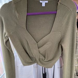 green cropped sweater